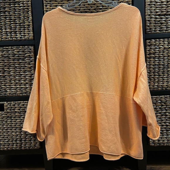 J. Jill PureJill Serbert Peach Orange Cashmere Blend Oversized Kimono Sweater - Picture 2 of 3